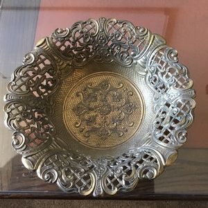 SOLD!  Vintage Ornate brass hanging bowls.